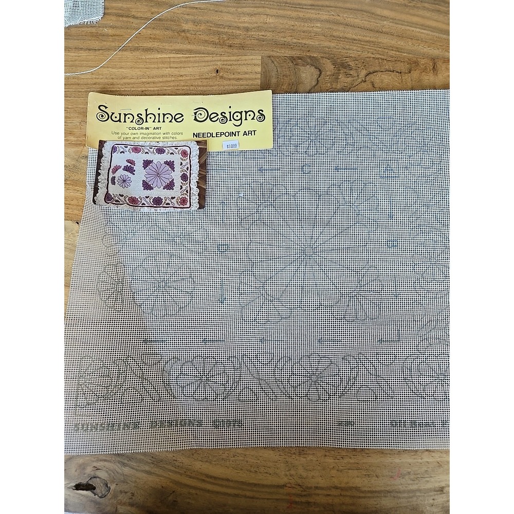 Vintage Sunshine Designs Needlepoint Canvas Floral Art 1970s Retro 16x13